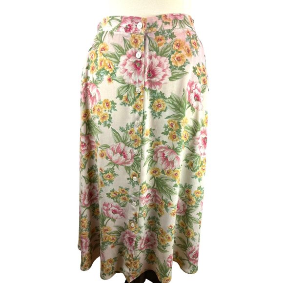 Vintage Cottage Core Lizsport Front Button Down Maxi Skirt, Women’s 16 - Picture 2 of 15